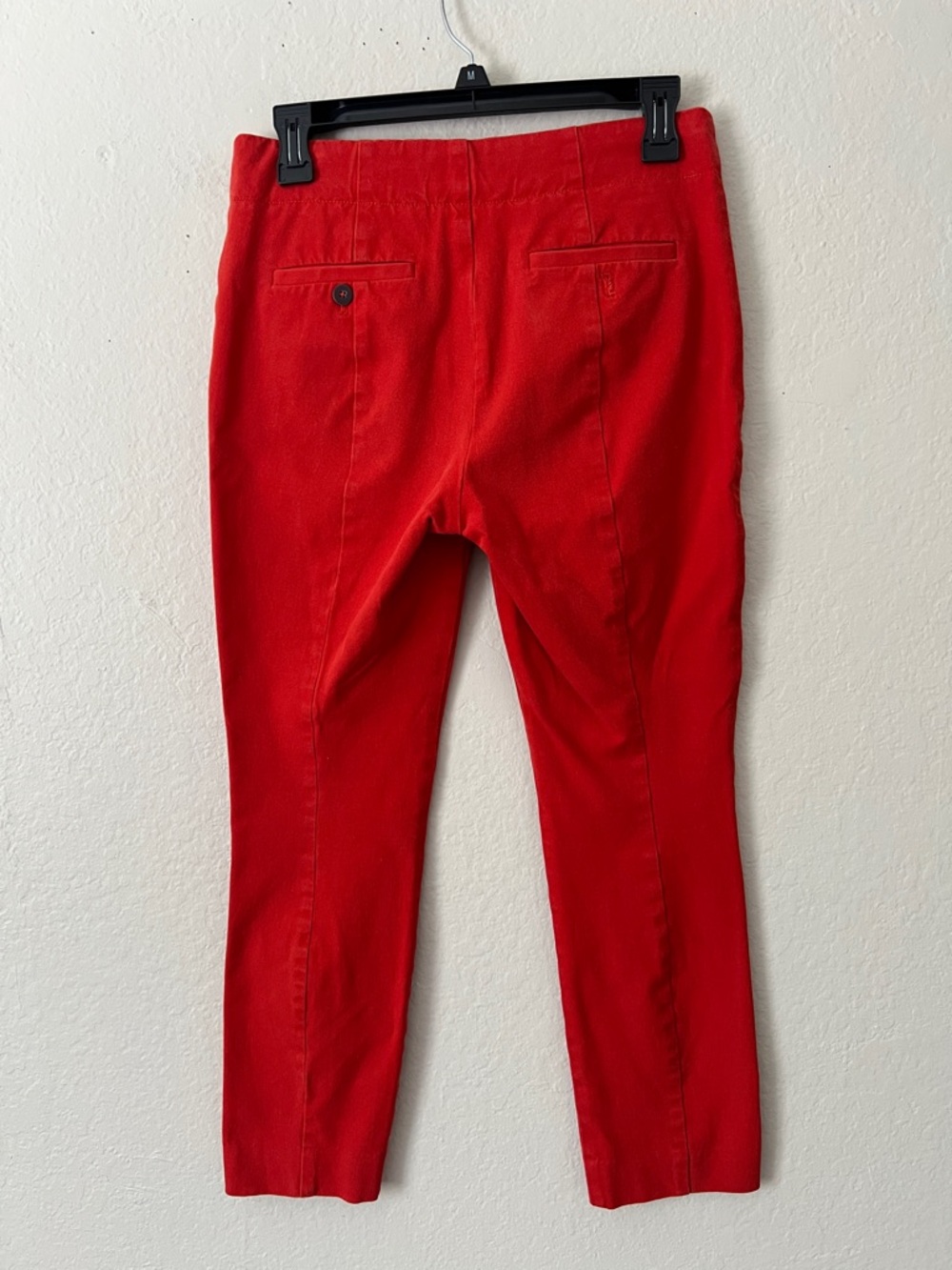 Like New! Anthropologie The Essential Slim Orange Red Button Skinny Cropped 6 - Picture 6 of 13